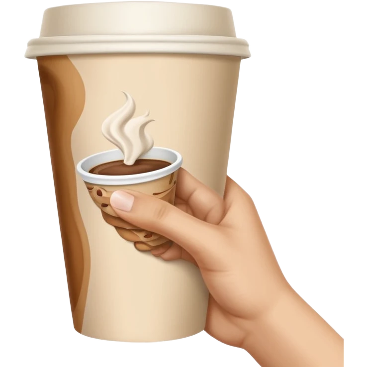 una mano con un bicchiere di carta con dipinto sopra la creazione d'adamo emoji