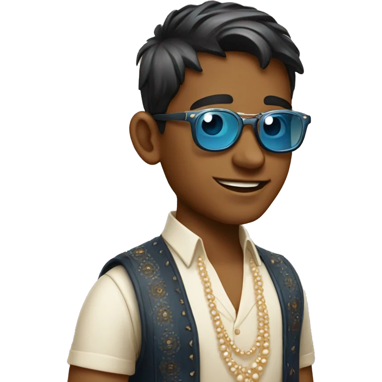 Bright Indian boy with eyesight sunglasses & right side ear pearl emoji  emoji