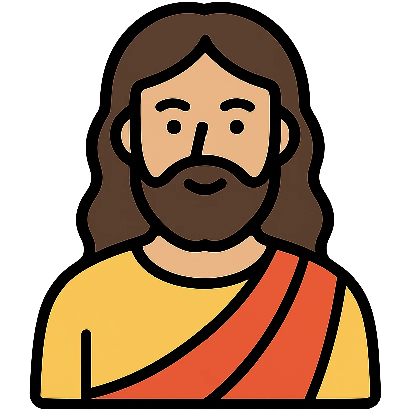 Jesus Christ figure with long hair and beard, wearing robes emoji