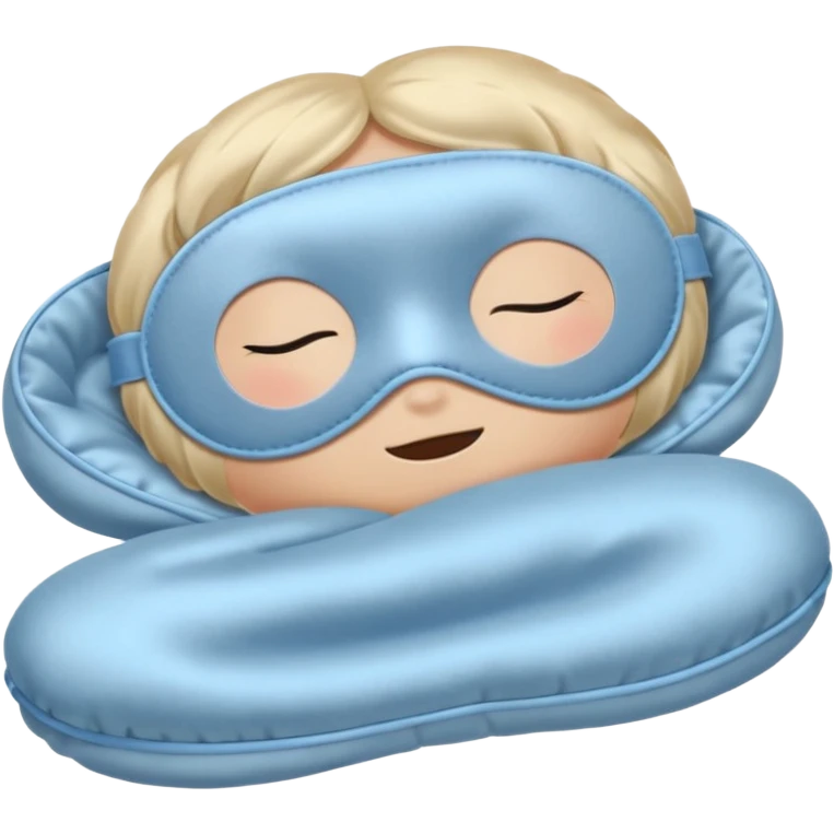 emoji of an isolated silky sleep mask, soft satin texture, stitched closed eyes embroidery, no real eyes, no face, no character features, light grey with pastel blue tint, cozy pajama feel, smooth rounded shape, soft shadows emoji