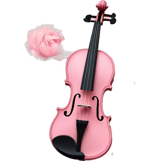 soft pastel pink violin with peonies and glitter emoji