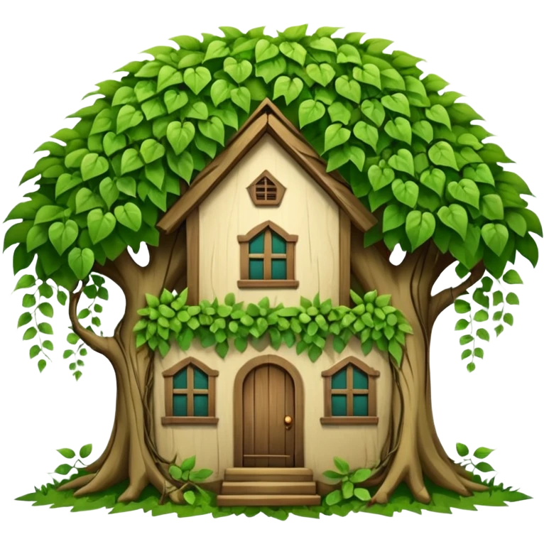 house covered by tree emoji