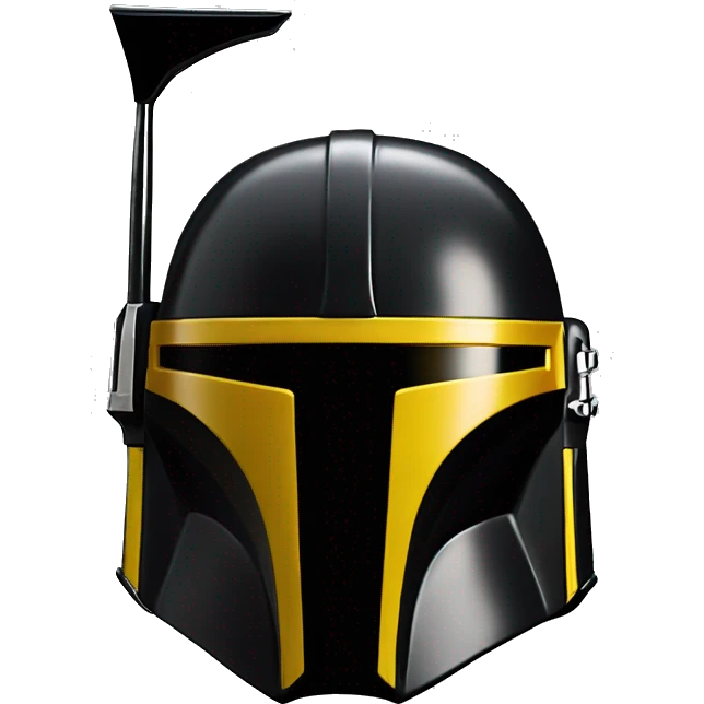 Gloss black and yellow mandalorian helmet with one antenna emoji