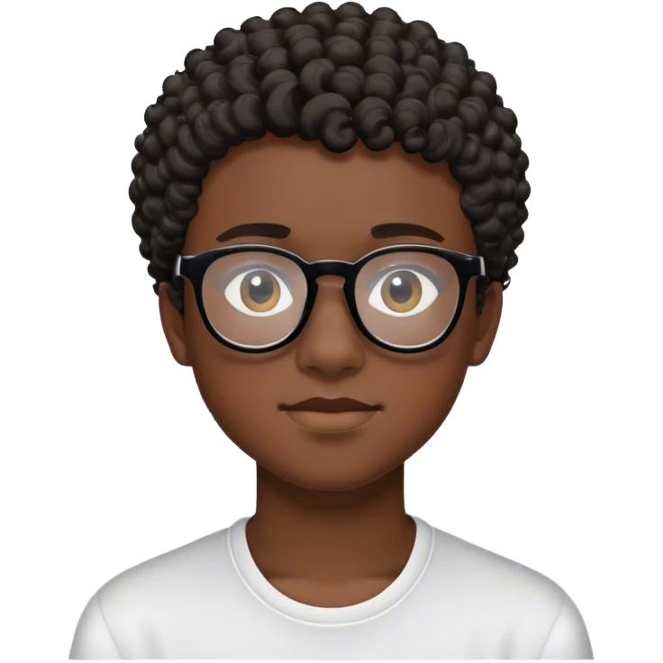 a 17 years old boy with dark skin and black glaces and short curly hair emoji