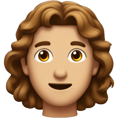 adolencente con pelo marron y ojos grandes emoji