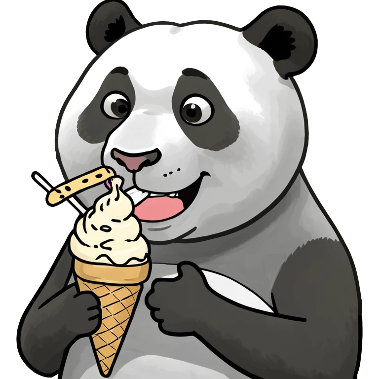 Panda eating ice cream emoji