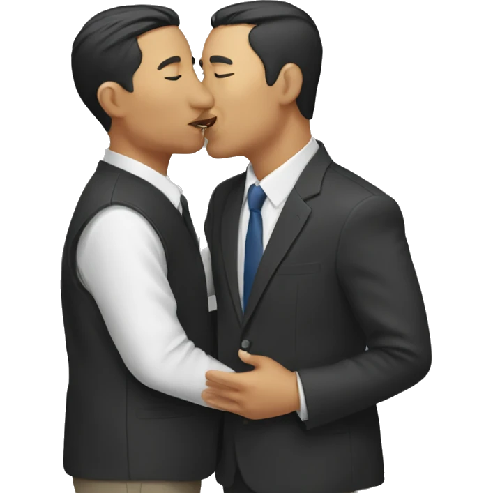 two asian man kiss emoji