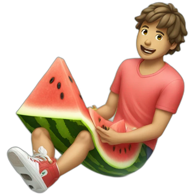 male skater eating watermelon emoji