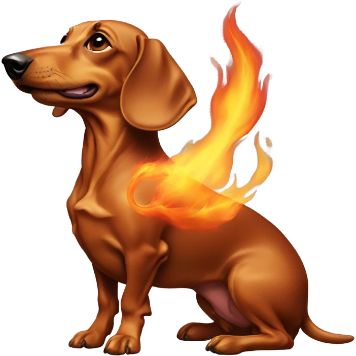 Dachshund breathing fire emoji