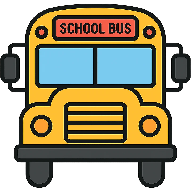 school bus icon in lineal color with black outlines emoji