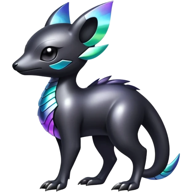 Modern futuristic Iridescent black dark fakemon-creature emoji