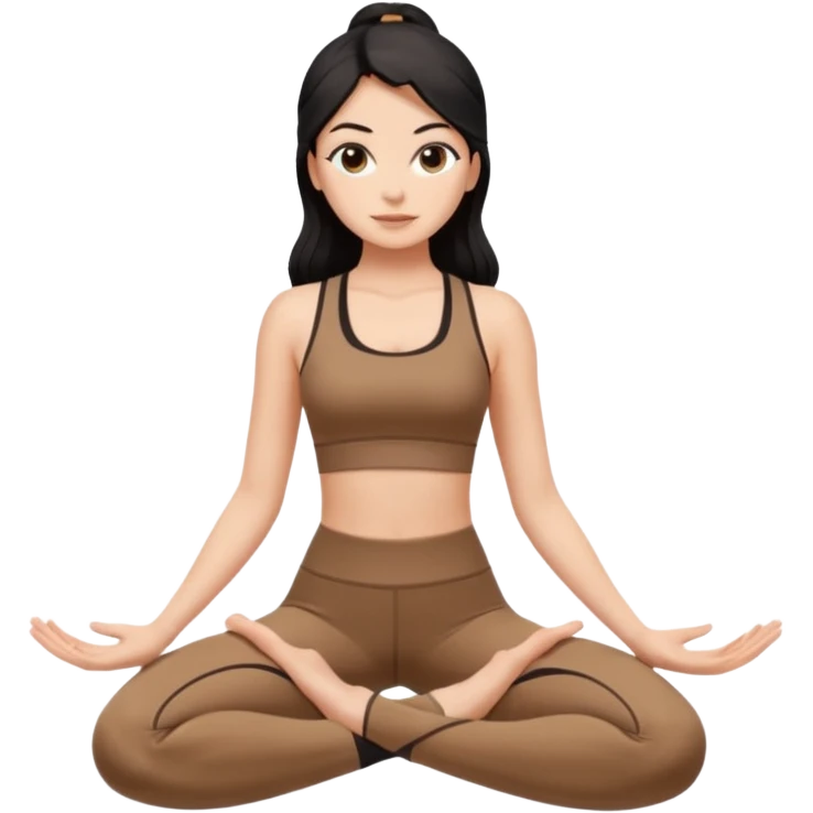 pilates girl in brown set whit black long hair  emoji