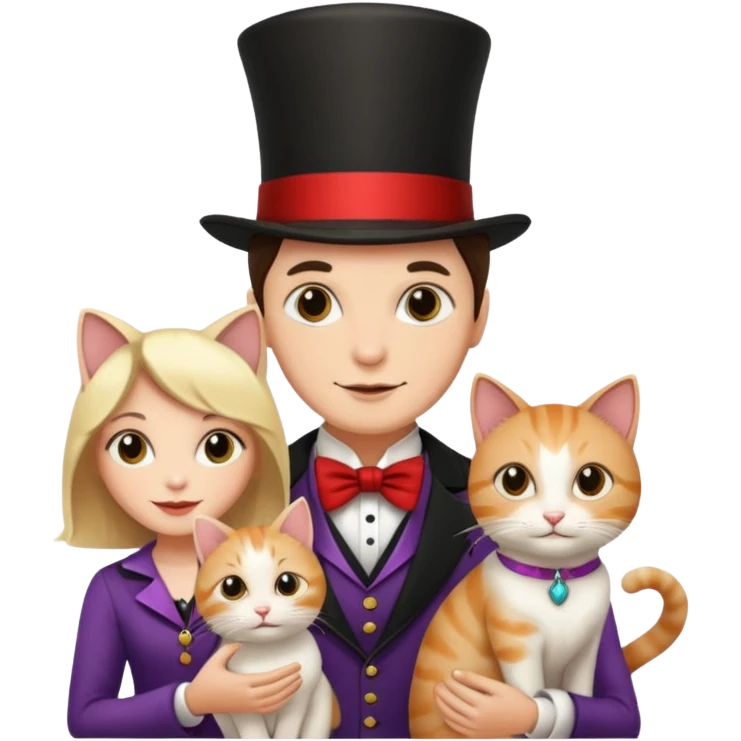 magician couple and their pet cat emoji