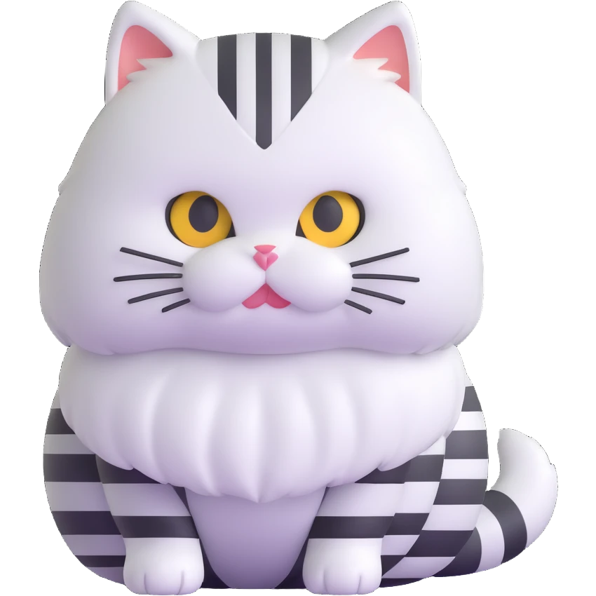 cat with white fur at the bottom and silver stripes at the top emoji