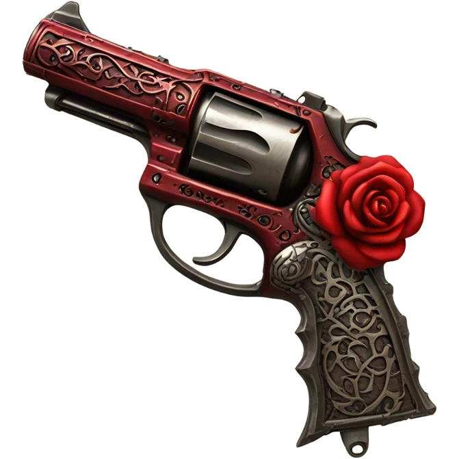 Red ghotic  rose pistol  emoji