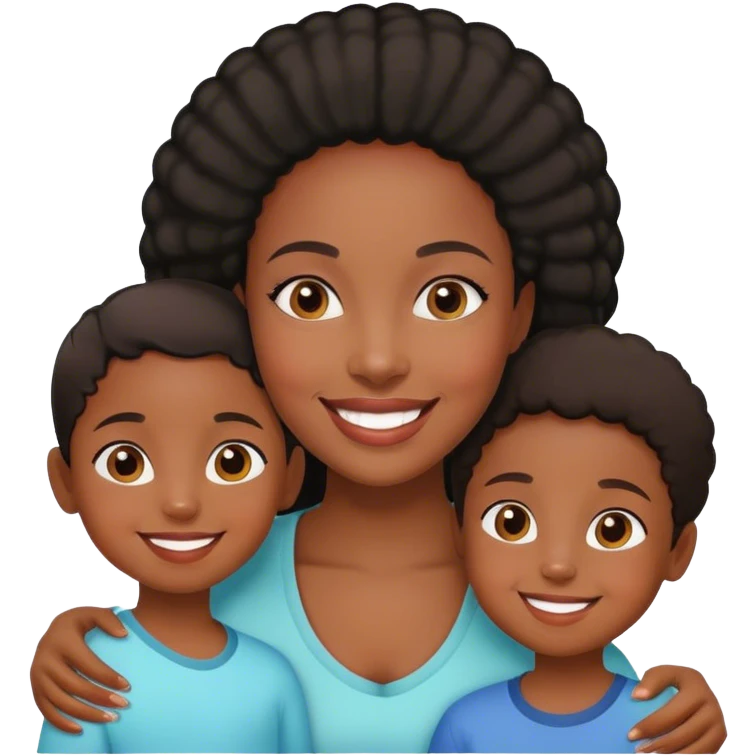 Black girl with her children  emoji