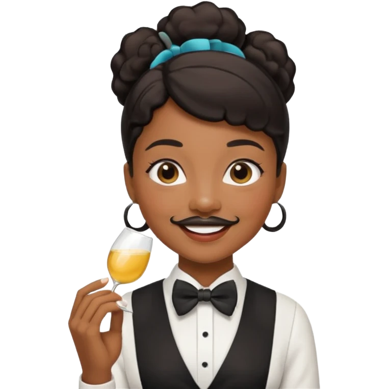 mustached black waiter woman emoji