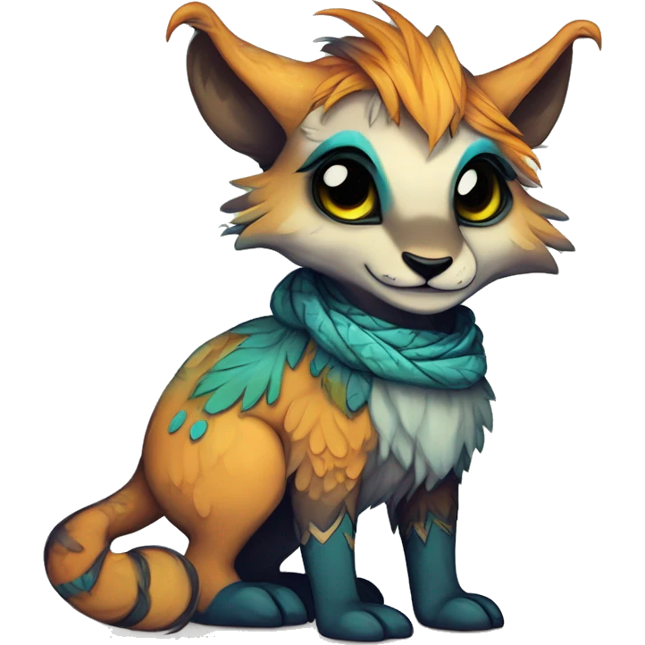 cute Kawaii edgy fantasy animal fursona Fionbri creature by griffsnuff & LiLaiRa & Falvie with exotic colors full body emoji