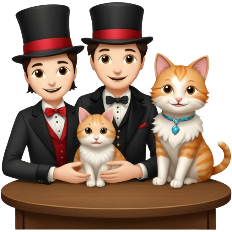 magician couple and their pet cat emoji
