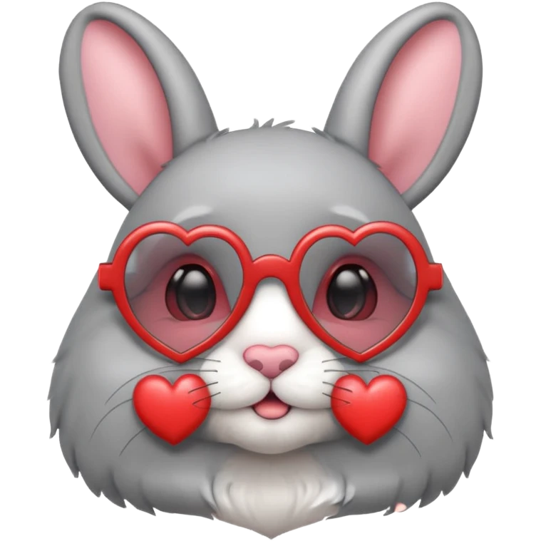 Gray bunny wearing heart-shaped glasses, half body emoji
