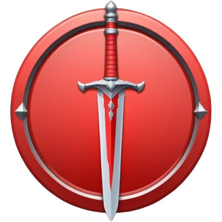 Make an mmo rpg red sword class icon inside of a round emblem in aname style emoji