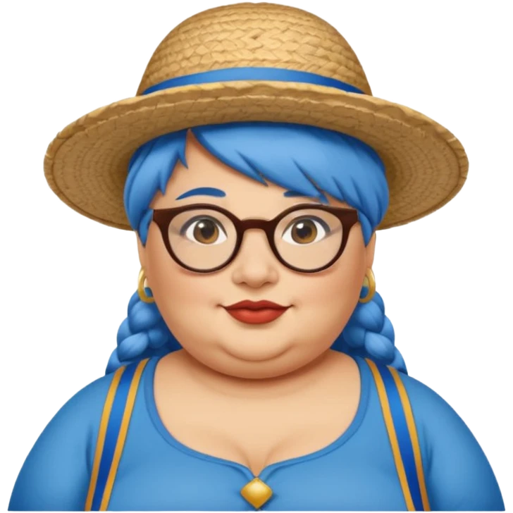 woman glassess, very fat venice gondolier with iconic hat and blue hair woman emoji