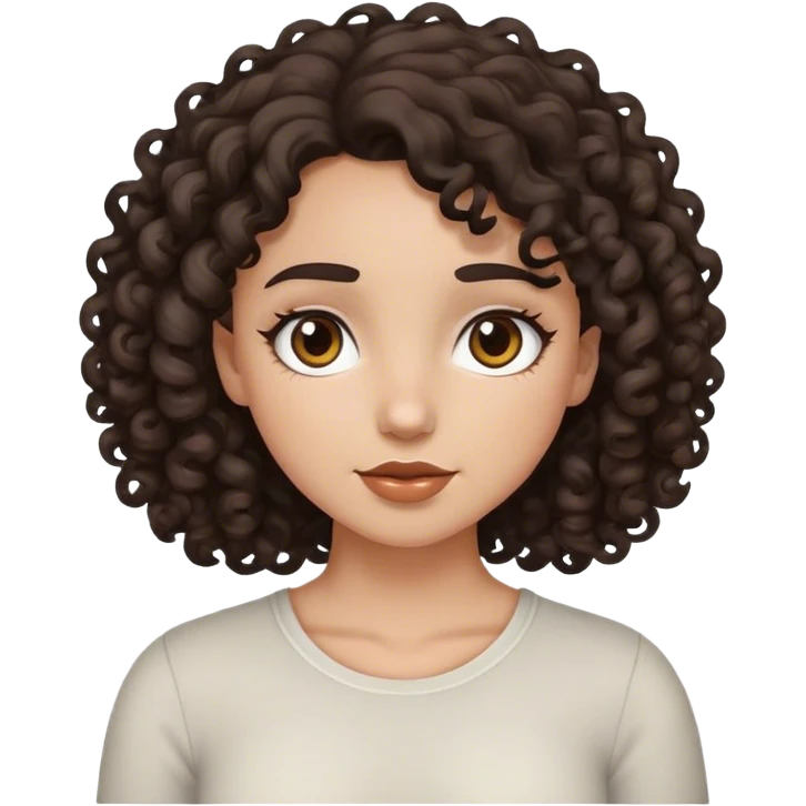 White curly girl with black and brown hair emoji