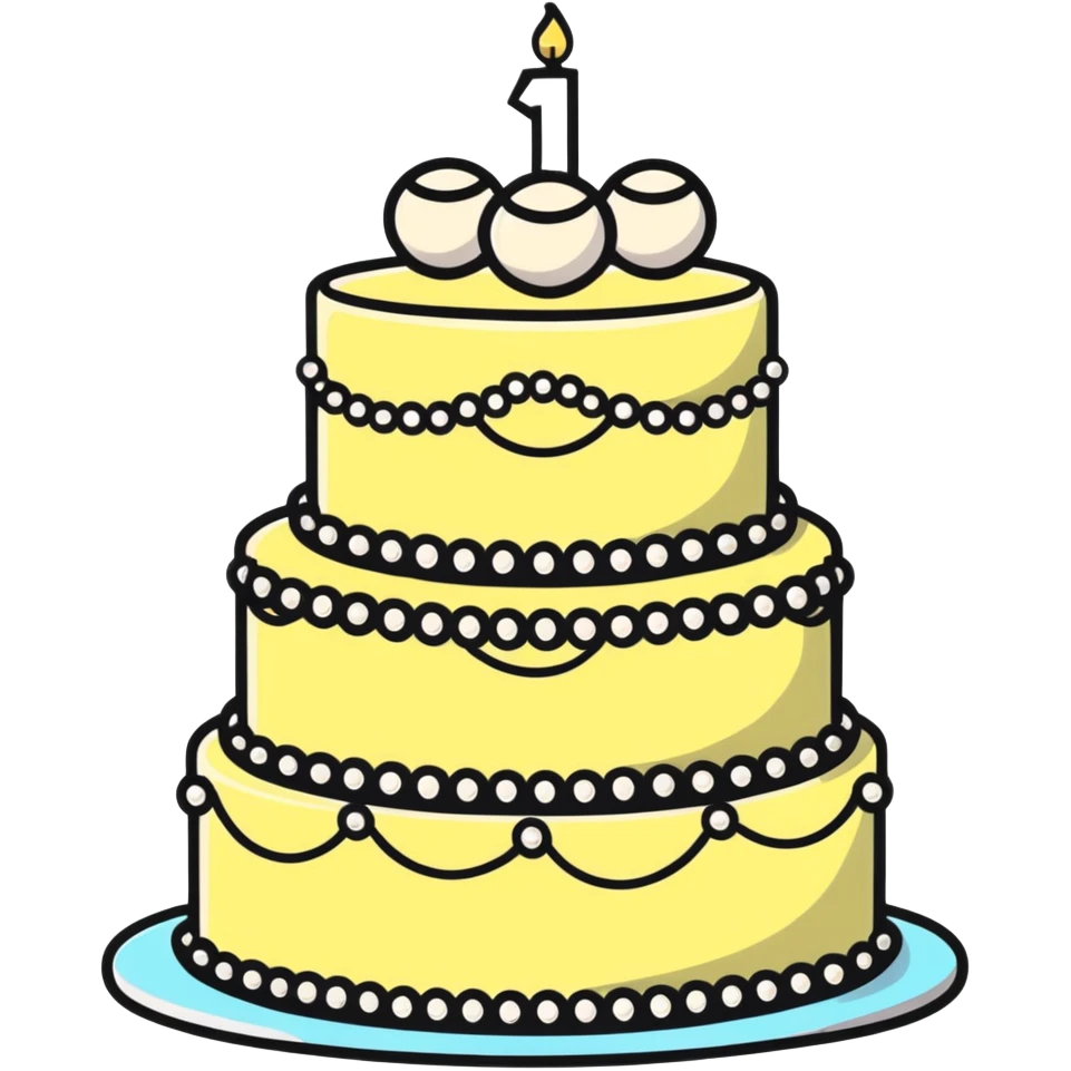 three-tier light pink cake decorated with pearls emoji