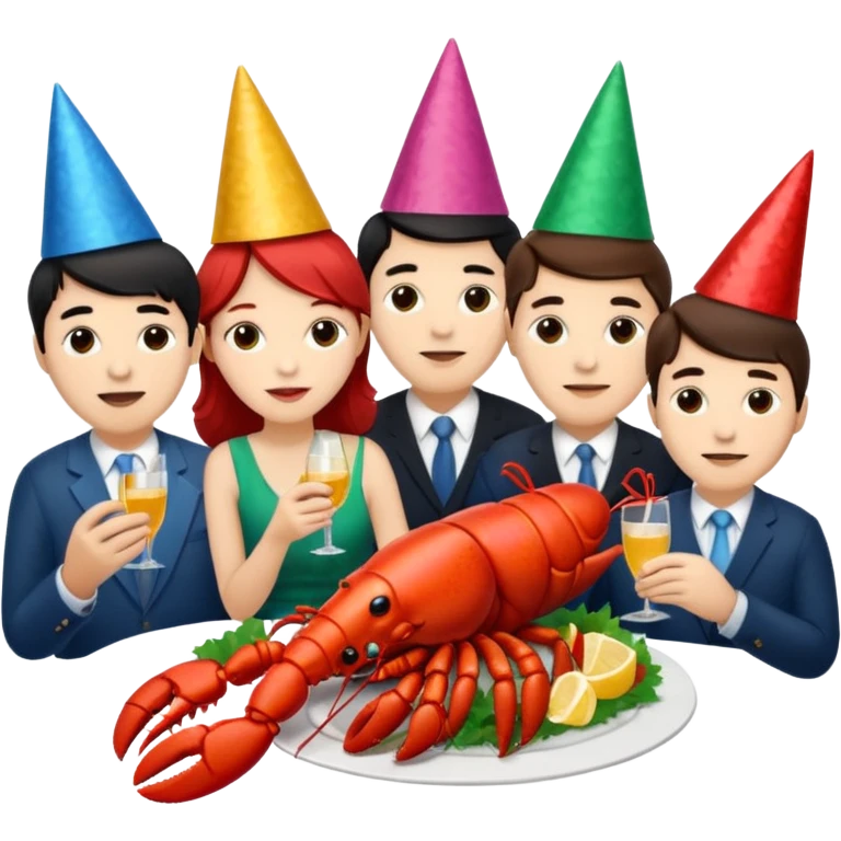 Too many people eating lobster at a family party emoji