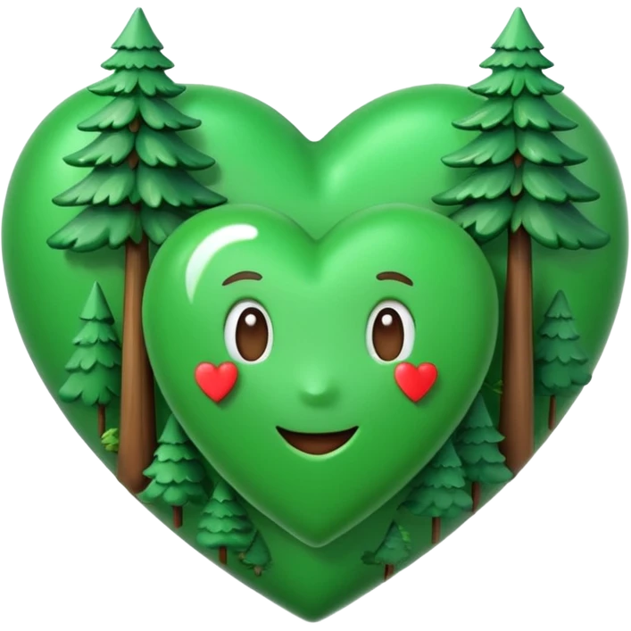 a big green heart emoji inscribed on it "I love you Candy"  with small pine trees behind it emoji