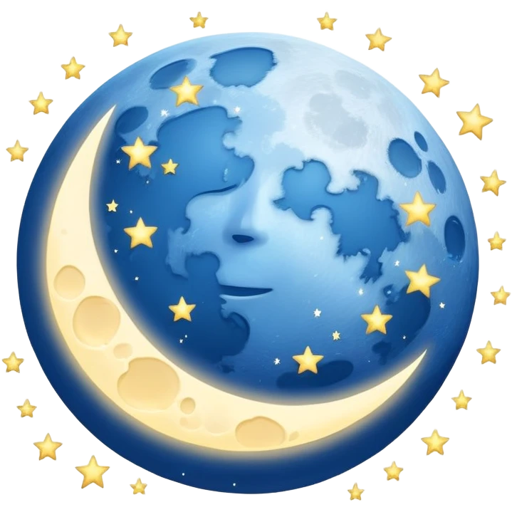 A blue moon with stars around it emoji