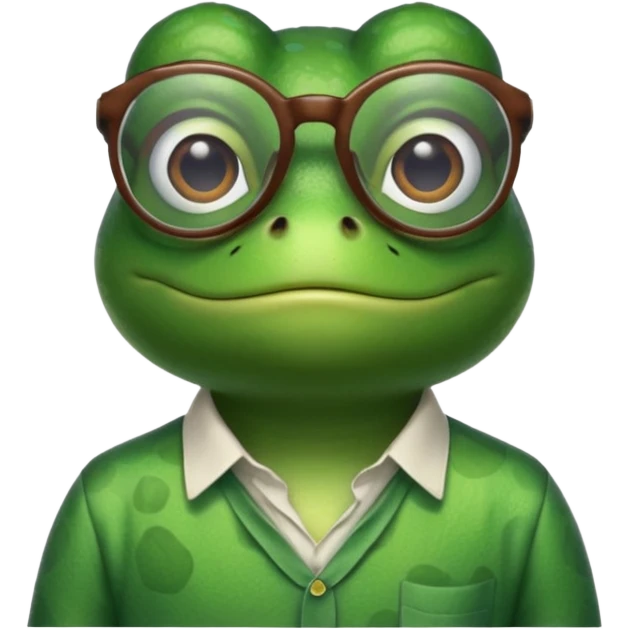 glasses frog with shirt emoji