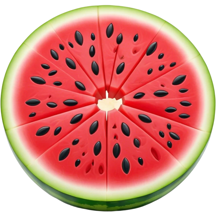 Cinematic juicy watermelon, thick slices revealing vibrant red interior, glossy and glistening with tiny black seeds, fresh and refreshing, soft glowing background, summer vibes. emoji