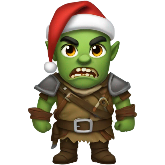 Fierce Orc ranger wearing santa hat emoji