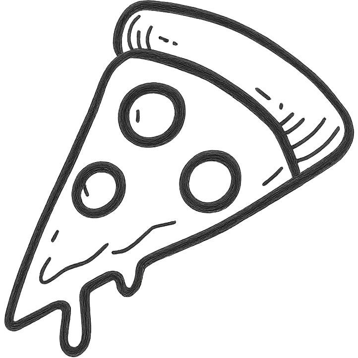 slice of pizza, sketchy black lines, no fill, playful, minimal background emoji