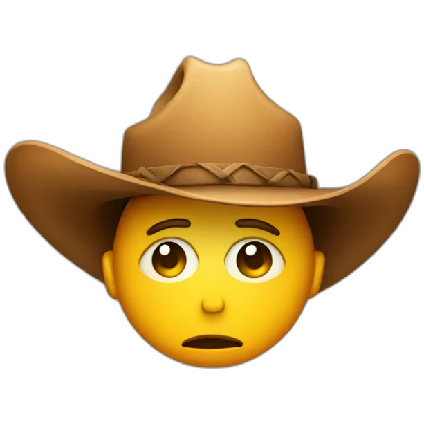 sad face with a cowboy hat, head emoji