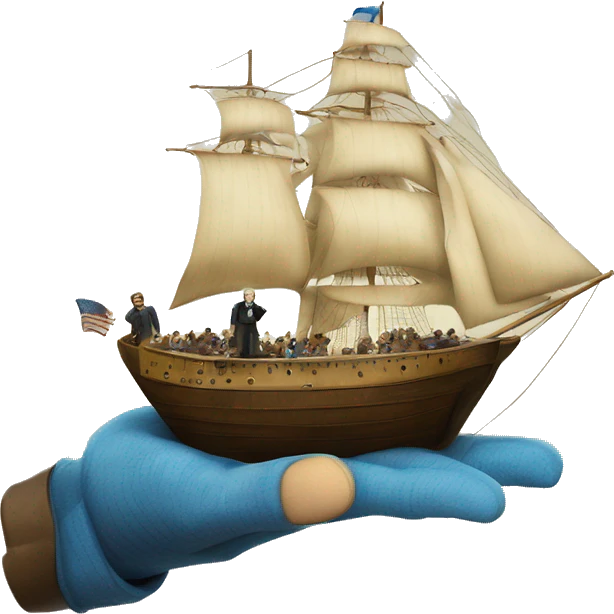 Jules Verne holds the ship in his hands emoji