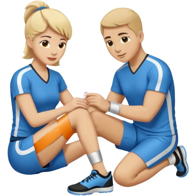 athletic trainer taping an athlete's ankle, simple emoji style emoji