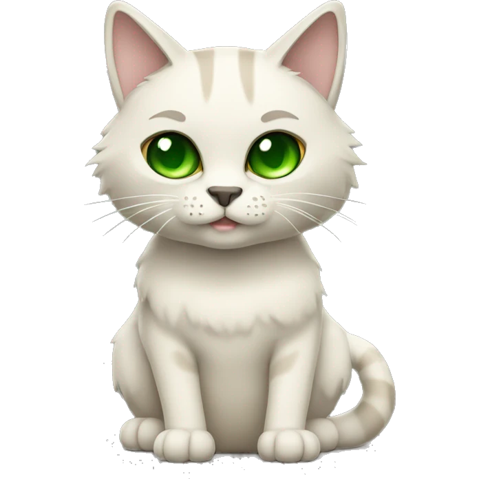 Meincoon cat white beige color with green eyes full body emoji