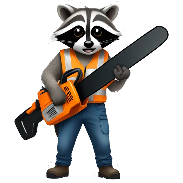 Raccoon holding a chainsaw emoji