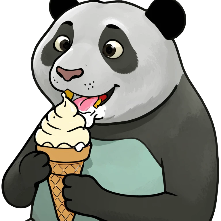 Panda eating ice cream emoji