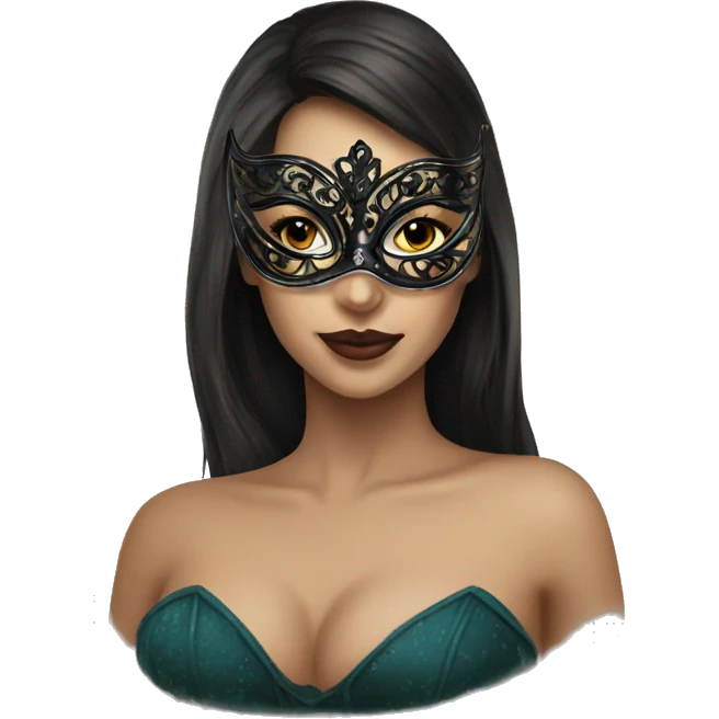 Masquerade beautiful brunette in a mask emoji
