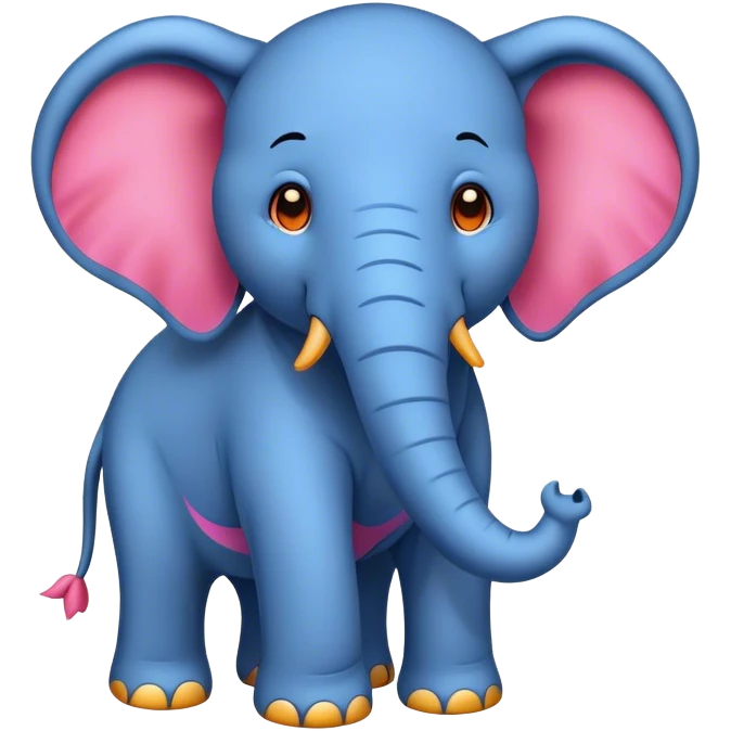 Black, orange, red, green and pink blue elephant emoji