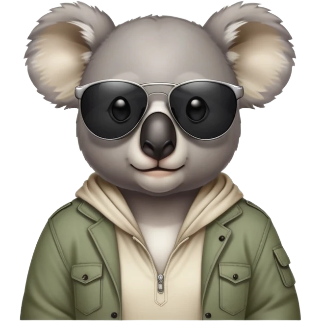 anthropomorphised koala in casual clothing, wearing dark sunglasses, fierce pose emoji