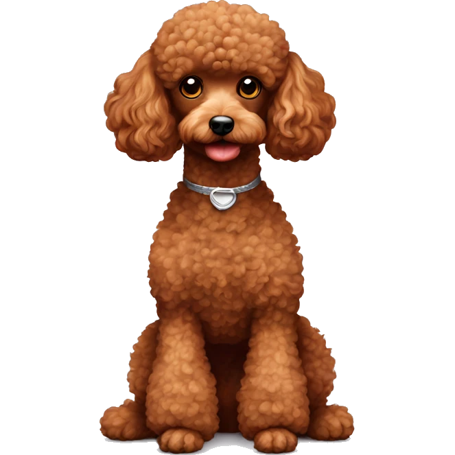 Red toy poodle with silver poodle emoji
