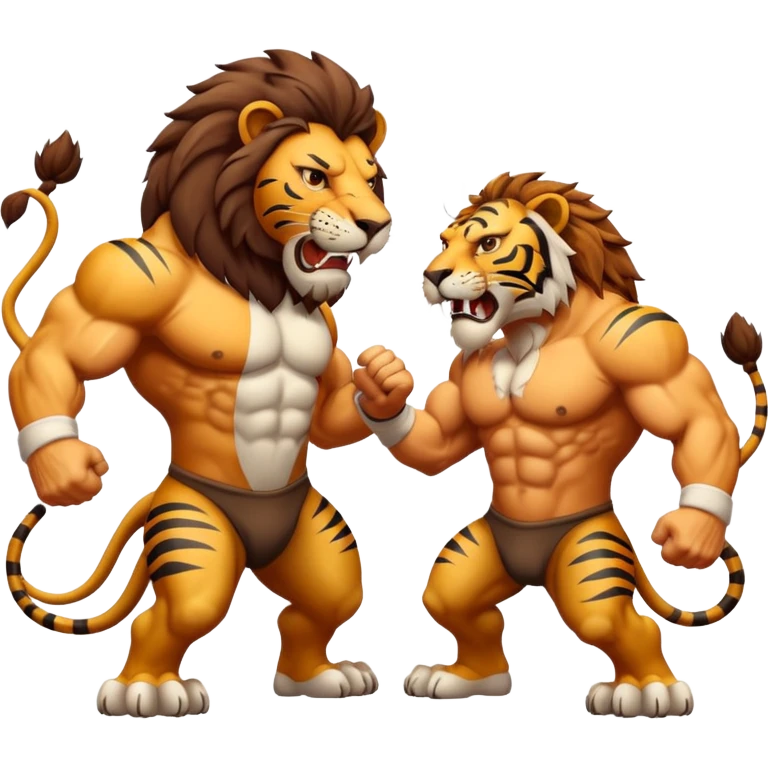 brutal battle between one lion and one tiger  emoji