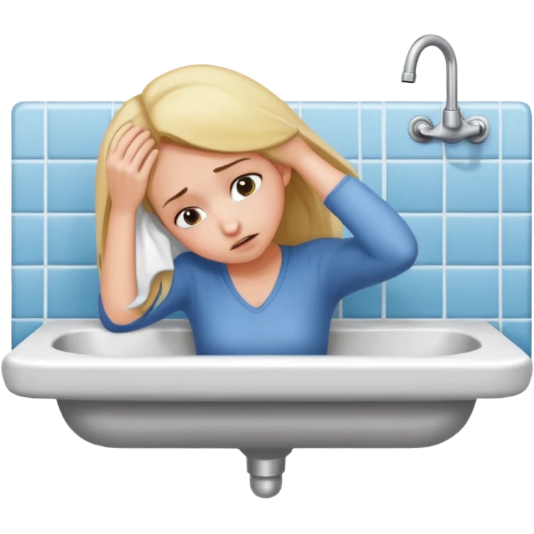 Girl bent over bathroom sink emoji