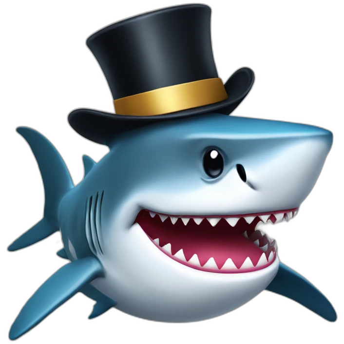 Shark with a top hat emoji
