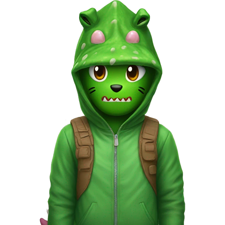 Hello kitty wearing dinosaur hood emoji