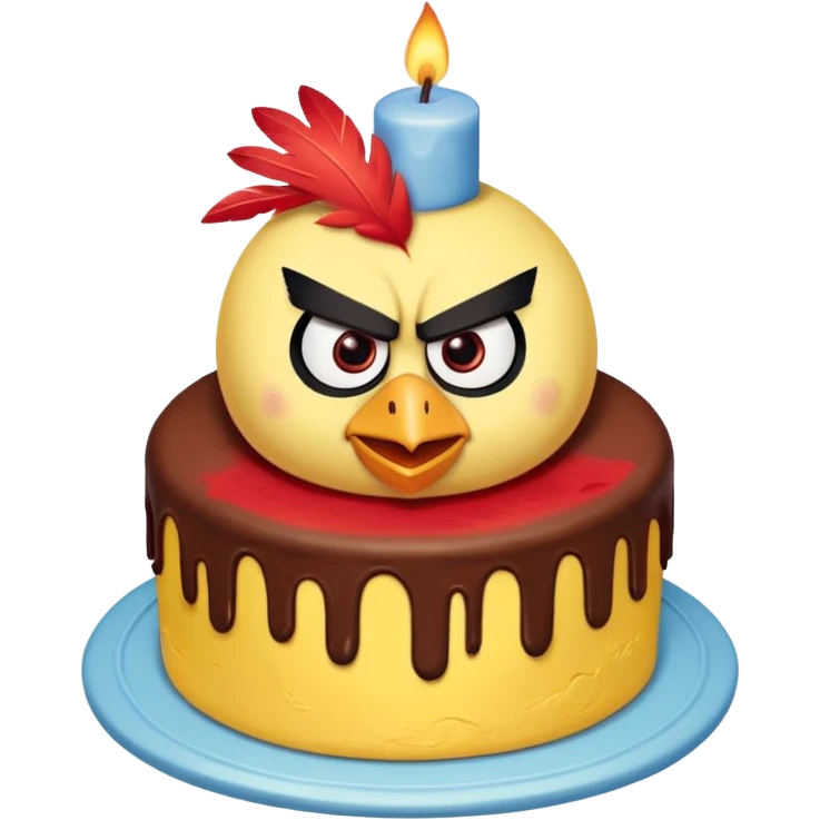 Angry bird with a cake emoji